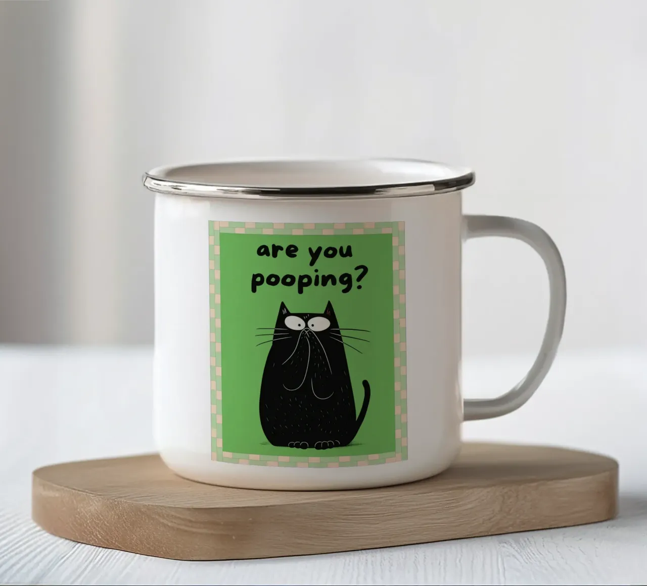 gatto stai facendo la cacca in bagno tazza in smalto da Deetooz