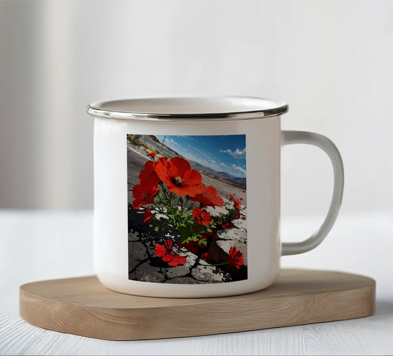 La speranza in autostrada tazza in smalto da uniqe world