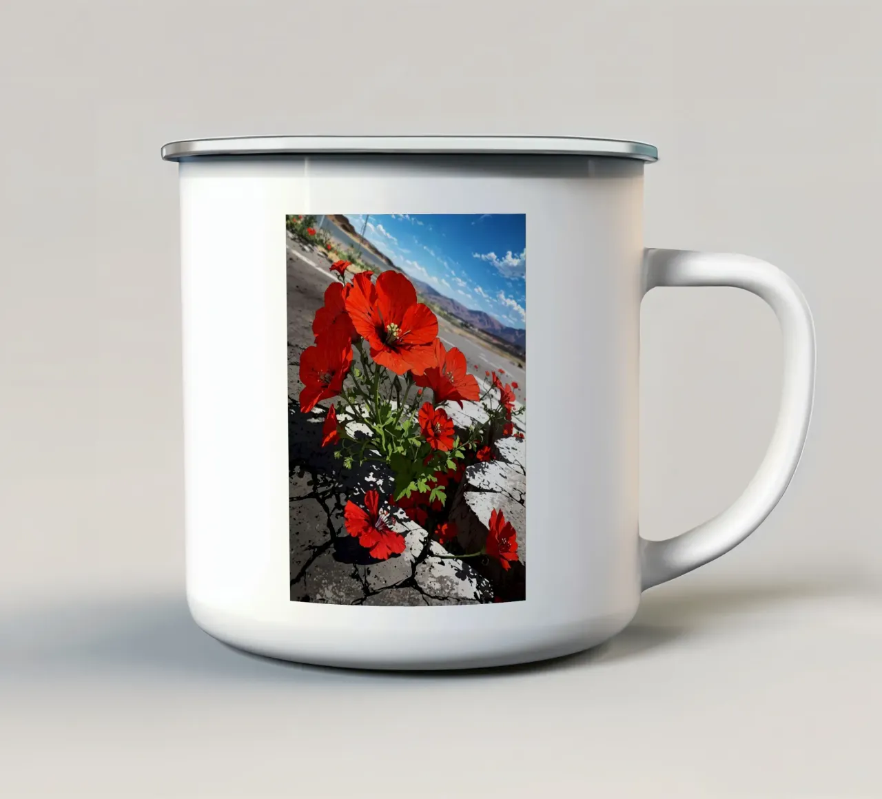 La speranza in autostrada tazza in smalto da uniqe world