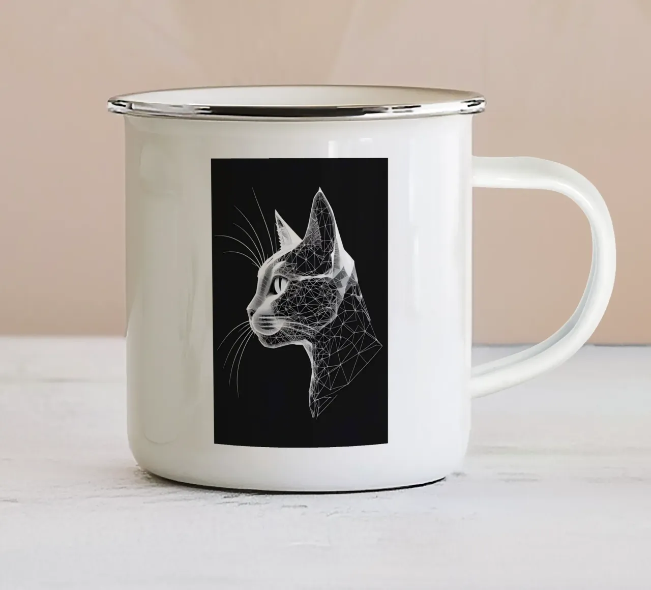 Poligonale Cyber Cat Poligonale tazza in smalto da uniqe world