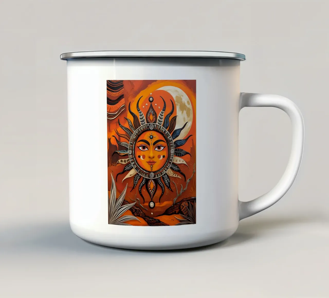 Divinità solare tazza in smalto da uniqe world