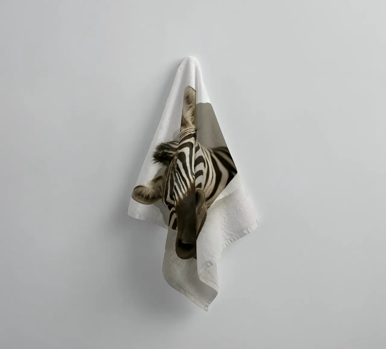 Curious Zebra Peeking Through Torn Paper Art Print towel by Cut-out Critter Gallery