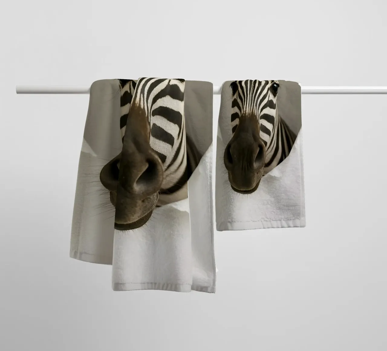 Curious Zebra Peeking Through Torn Paper Art Print towel by Cut-out Critter Gallery