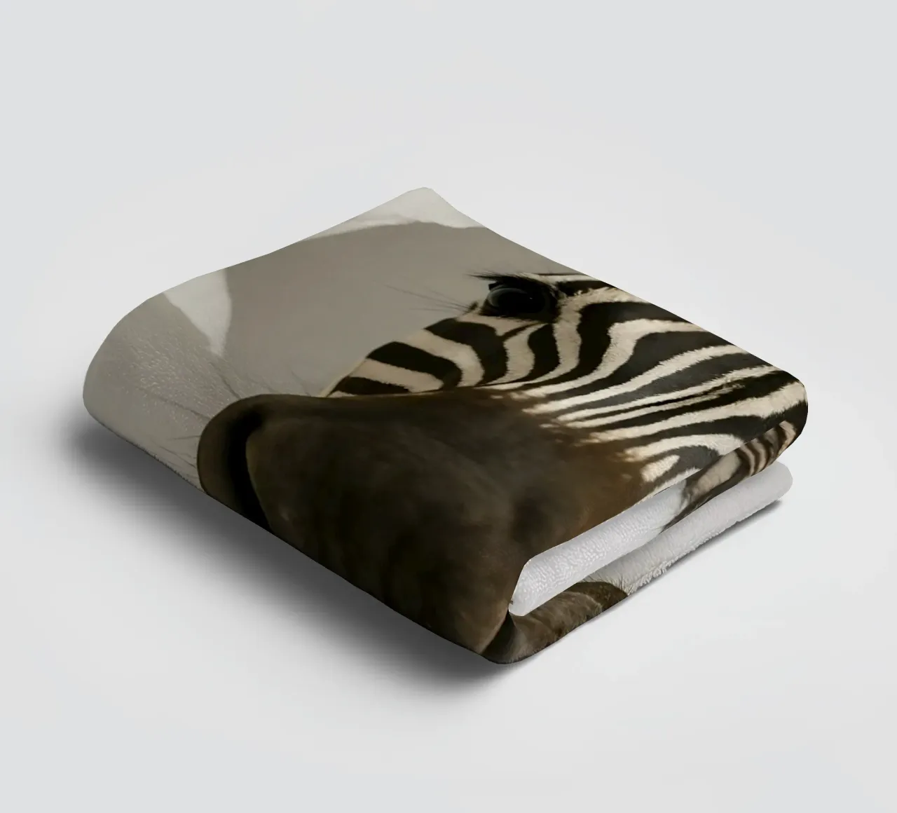 Curious Zebra Peeking Through Torn Paper Art Print towel by Cut-out Critter Gallery