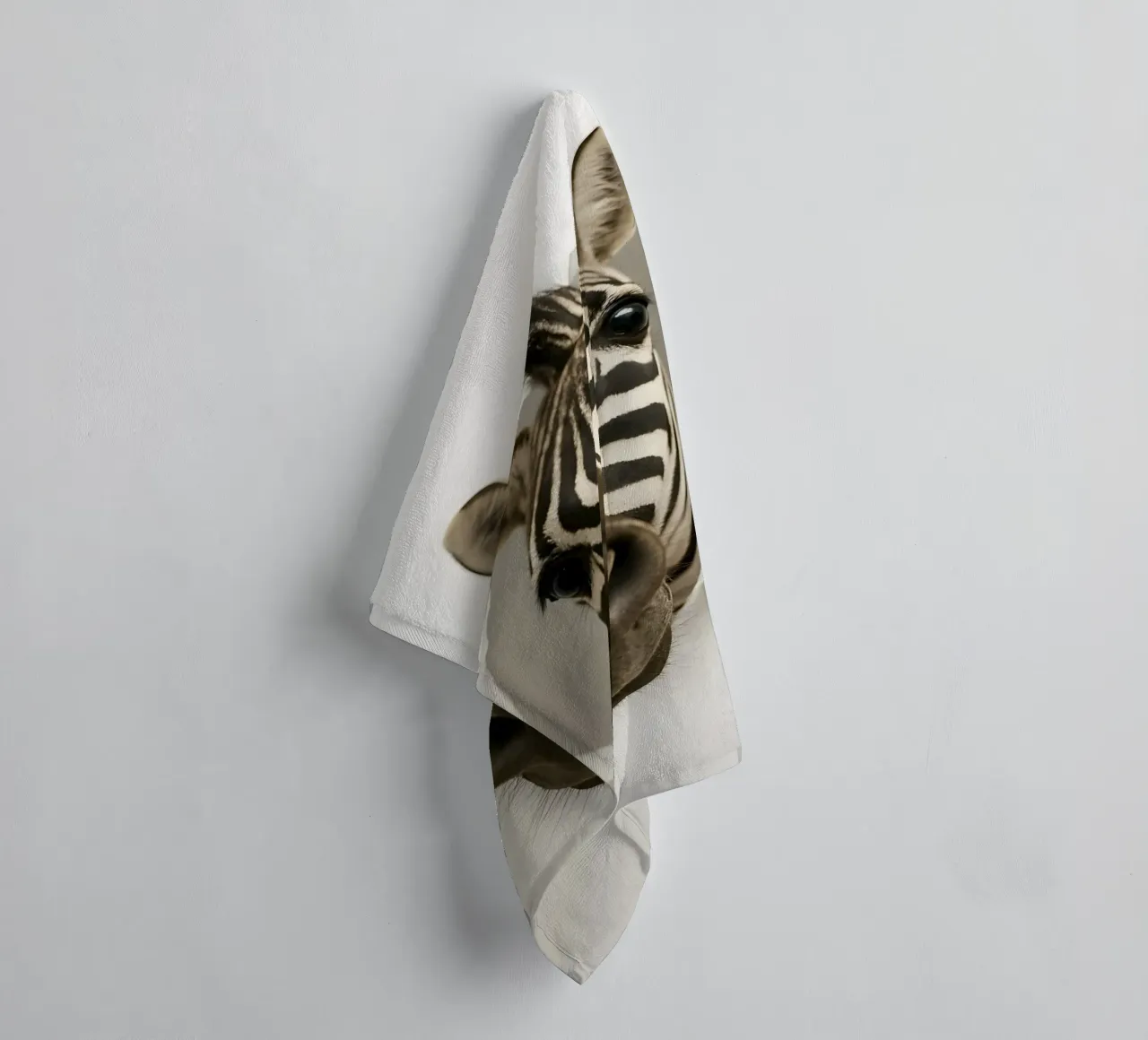 Curious Zebra Peeking Through Torn Paper Art Print towel by Cut-out Critter Gallery
