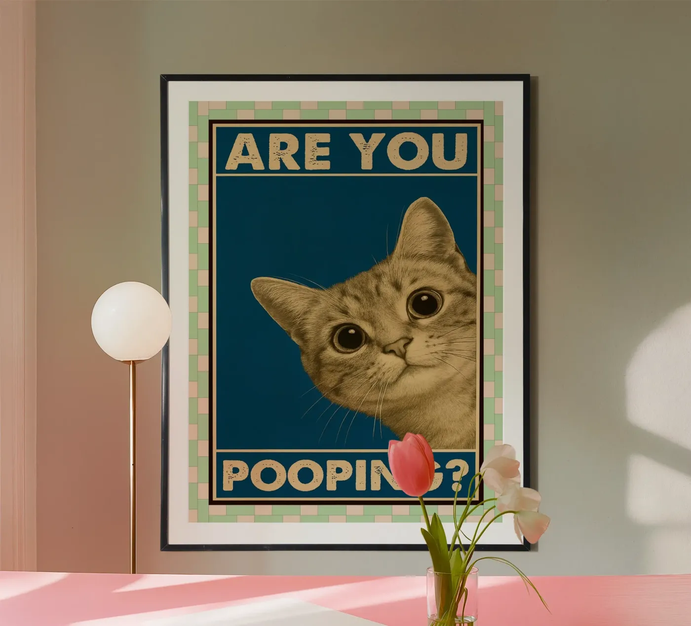 kat ben je aan het poepen poster van Deetooz