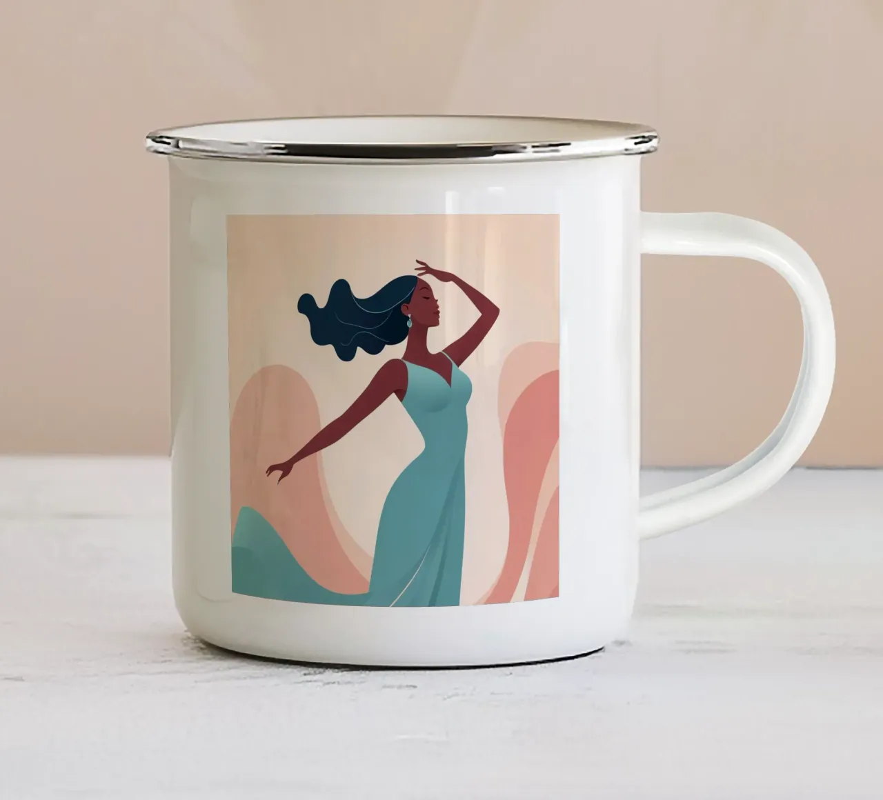 Movimento in serenità tazza in smalto da Maison Solis