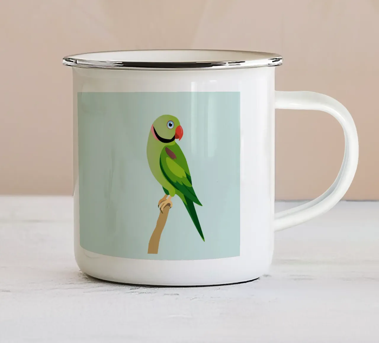 Parrocchetto dal petto rosso tazza in smalto da Bwiser