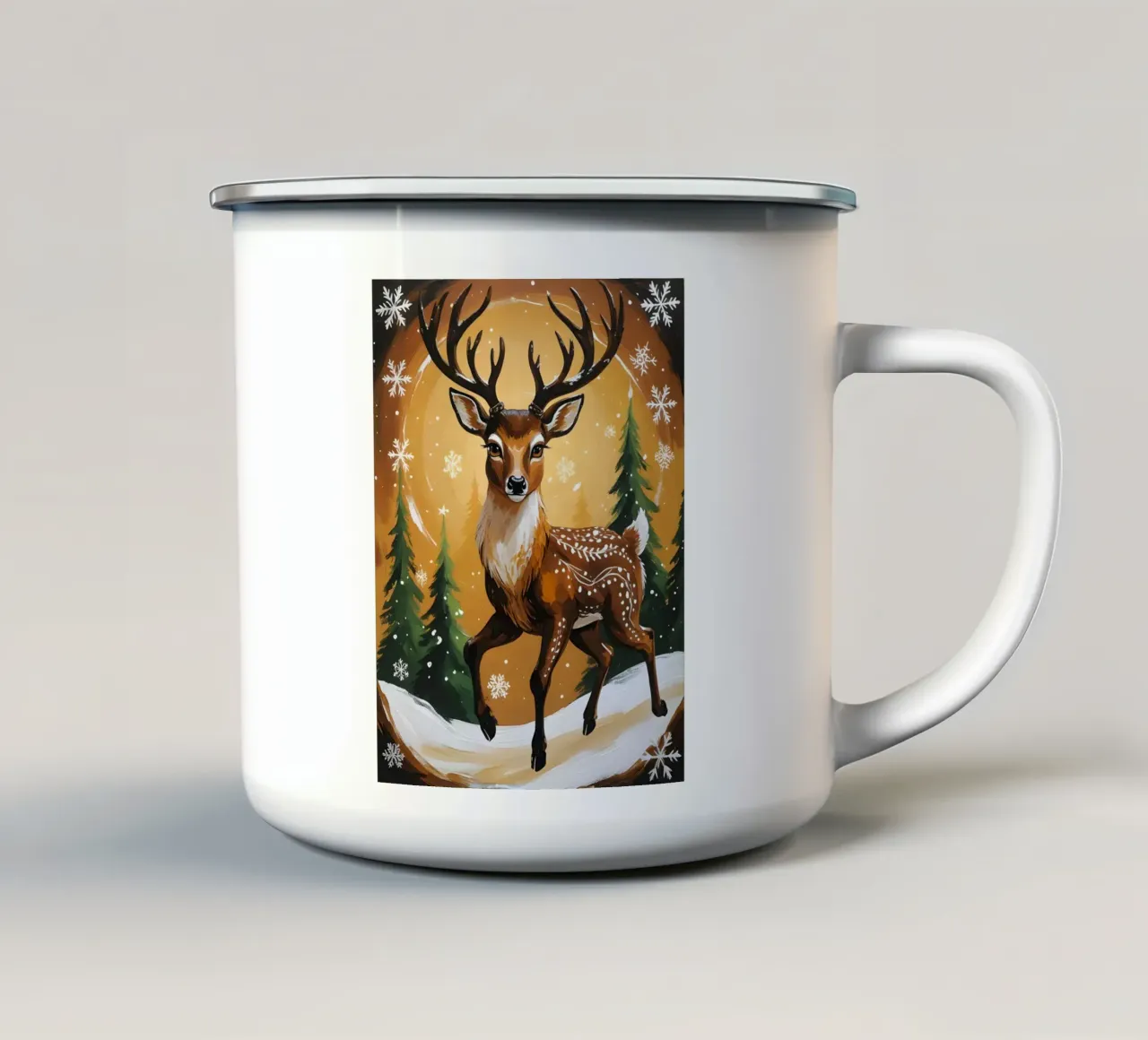 Cervo di Natale tazza in smalto da uniqe world