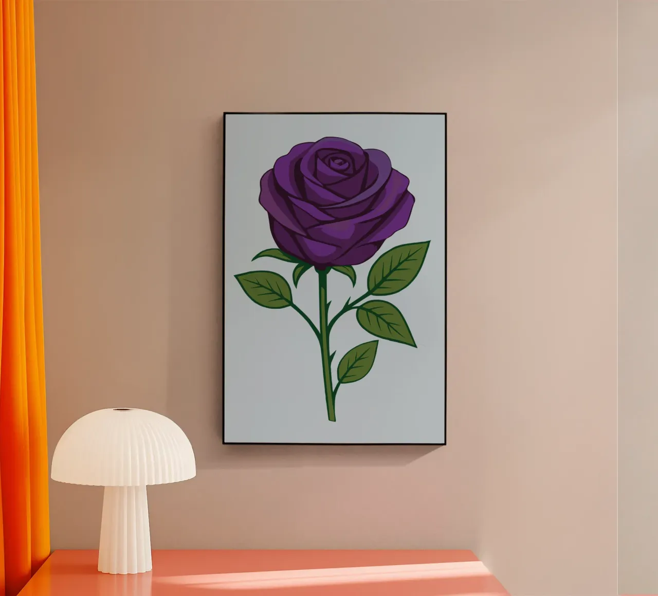 Paarse roos acryl van Bwiser