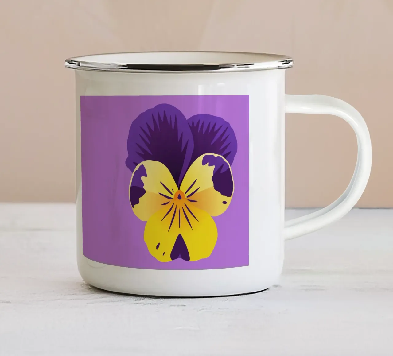 Viola e viola mammola gialla tazza in smalto da Bwiser