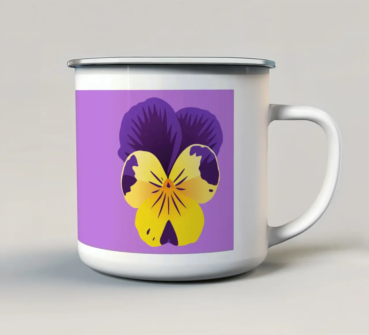 Viola e viola mammola gialla tazza in smalto da Bwiser