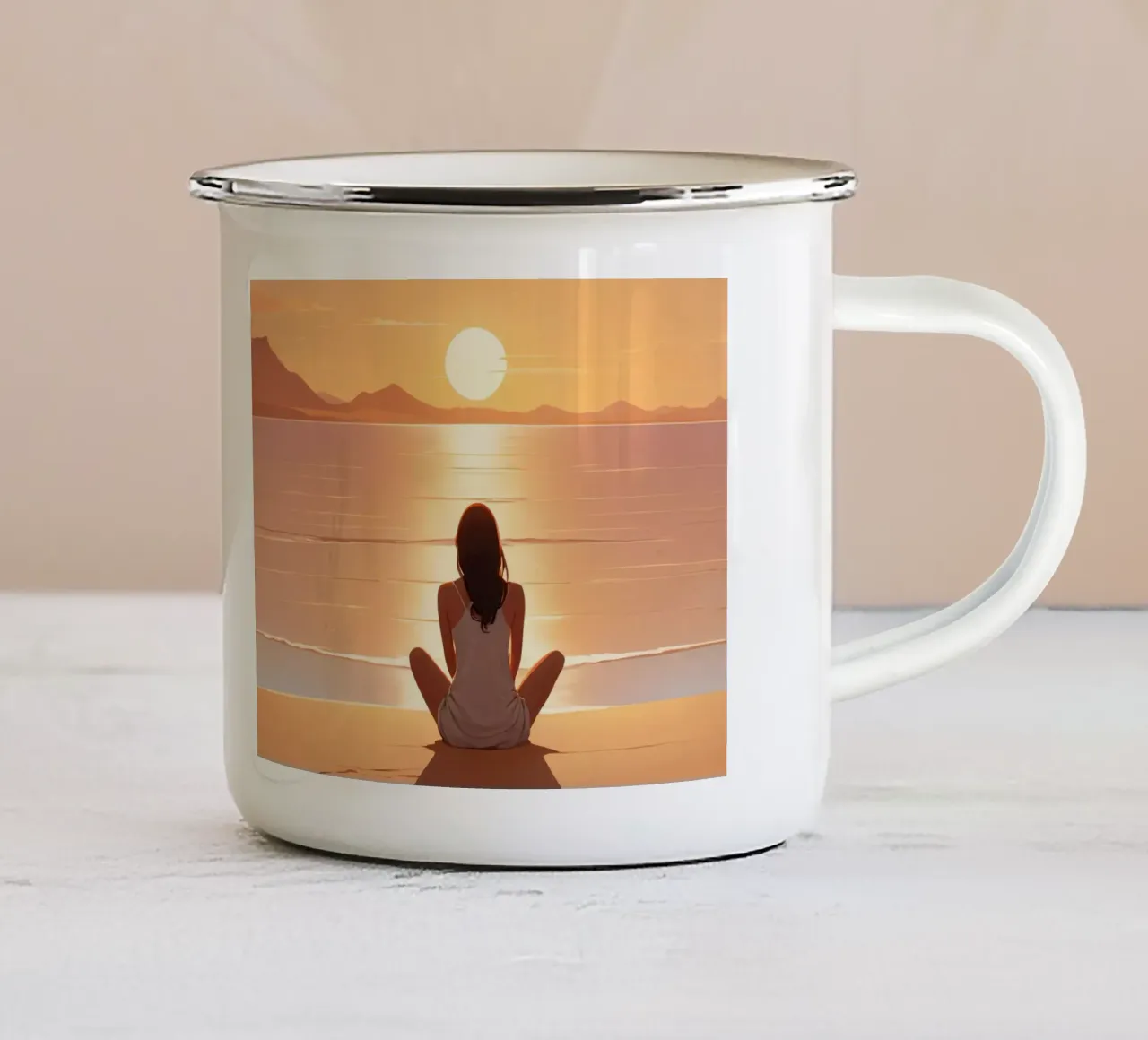 Calma al tramonto tazza in smalto da Maison Solis