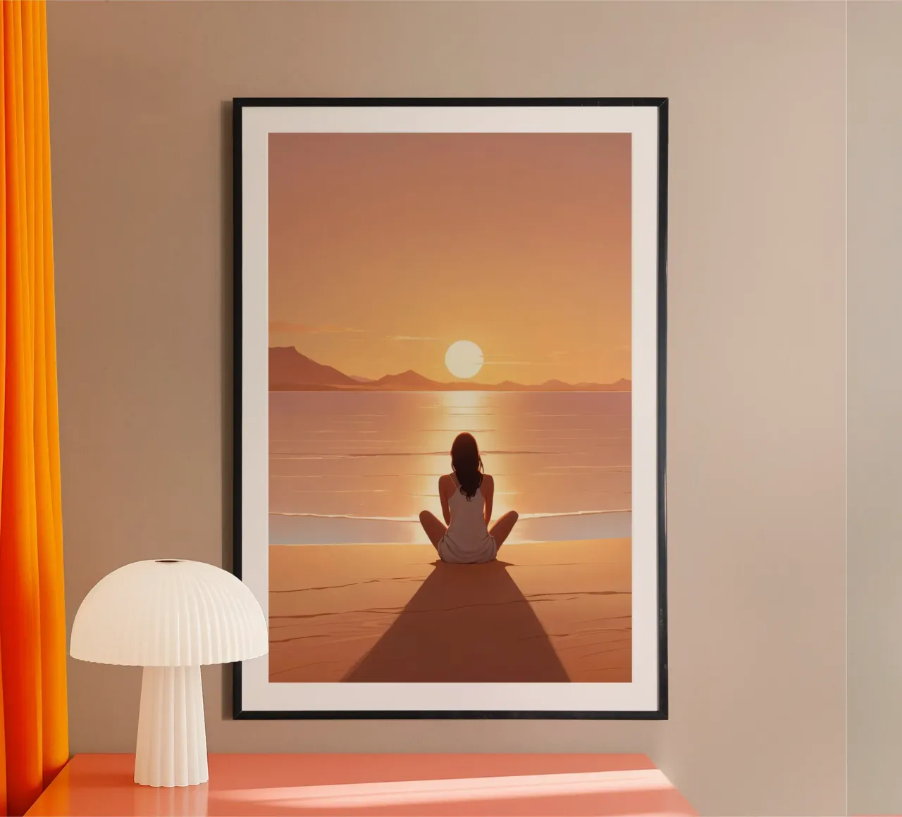 Kalmte bij zonsondergang poster van Maison Solis