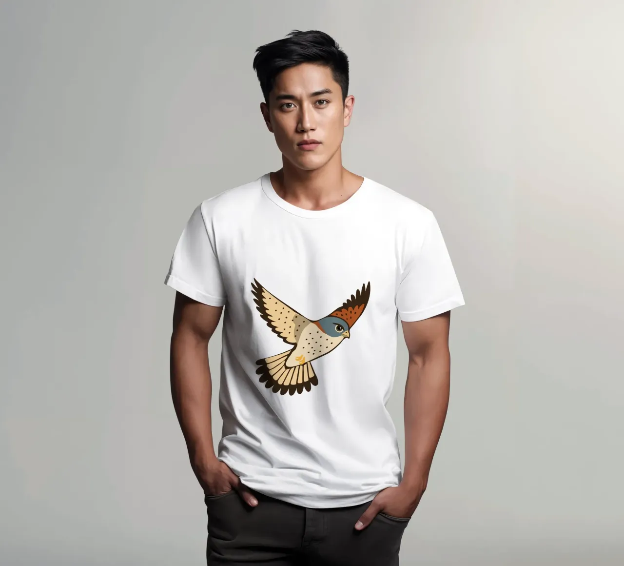 Un gheppio in volo t-shirt da Bwiser