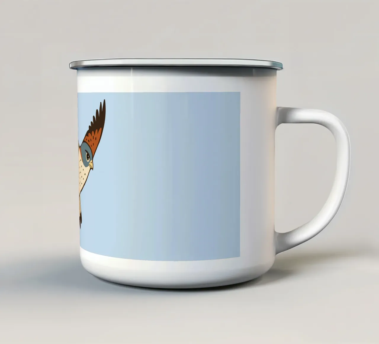 Un gheppio in volo tazza in smalto da Bwiser