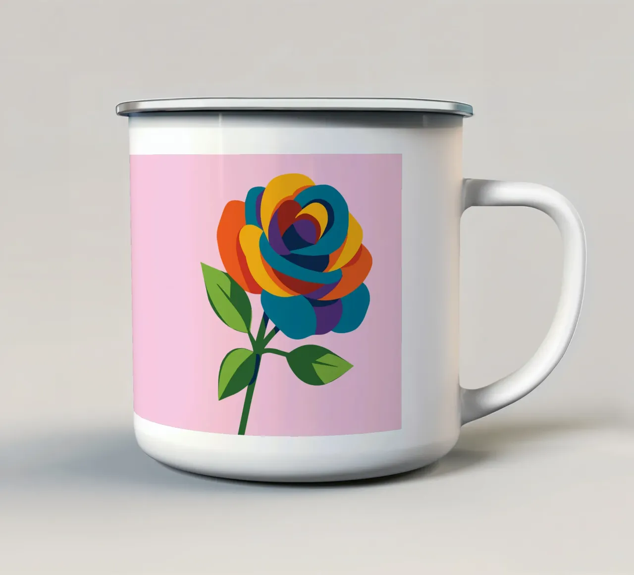 Rosa multicolore tazza in smalto da Bwiser