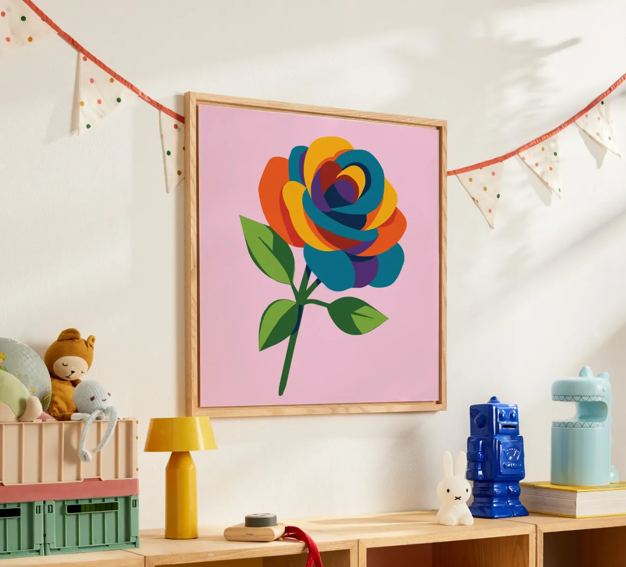 Multicolored rose acryl van Bwiser