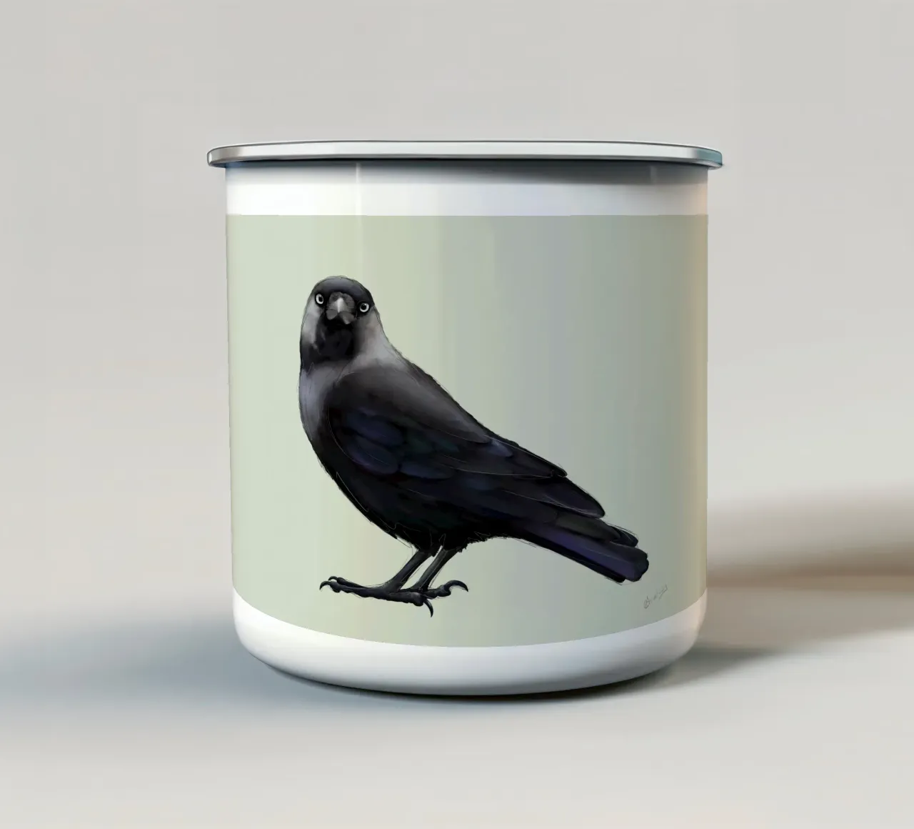 Taccola, ritratto di un bellissimo uccello tazza in smalto da Bwiser