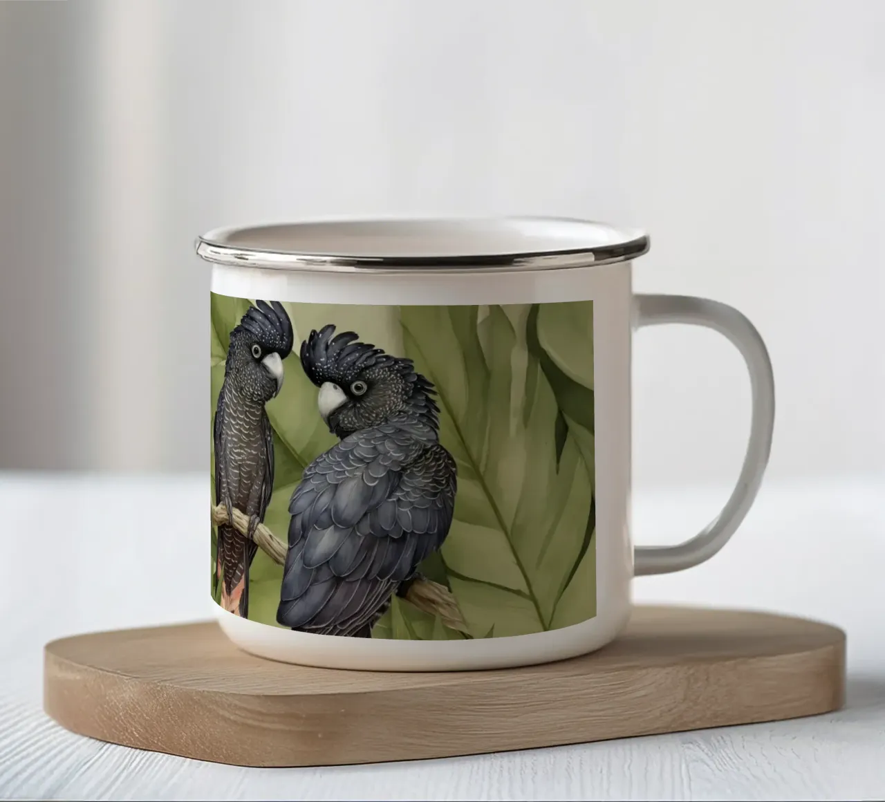 Cacatua Giungla lussureggiante tazza in smalto da Andrea Haase Animal Love