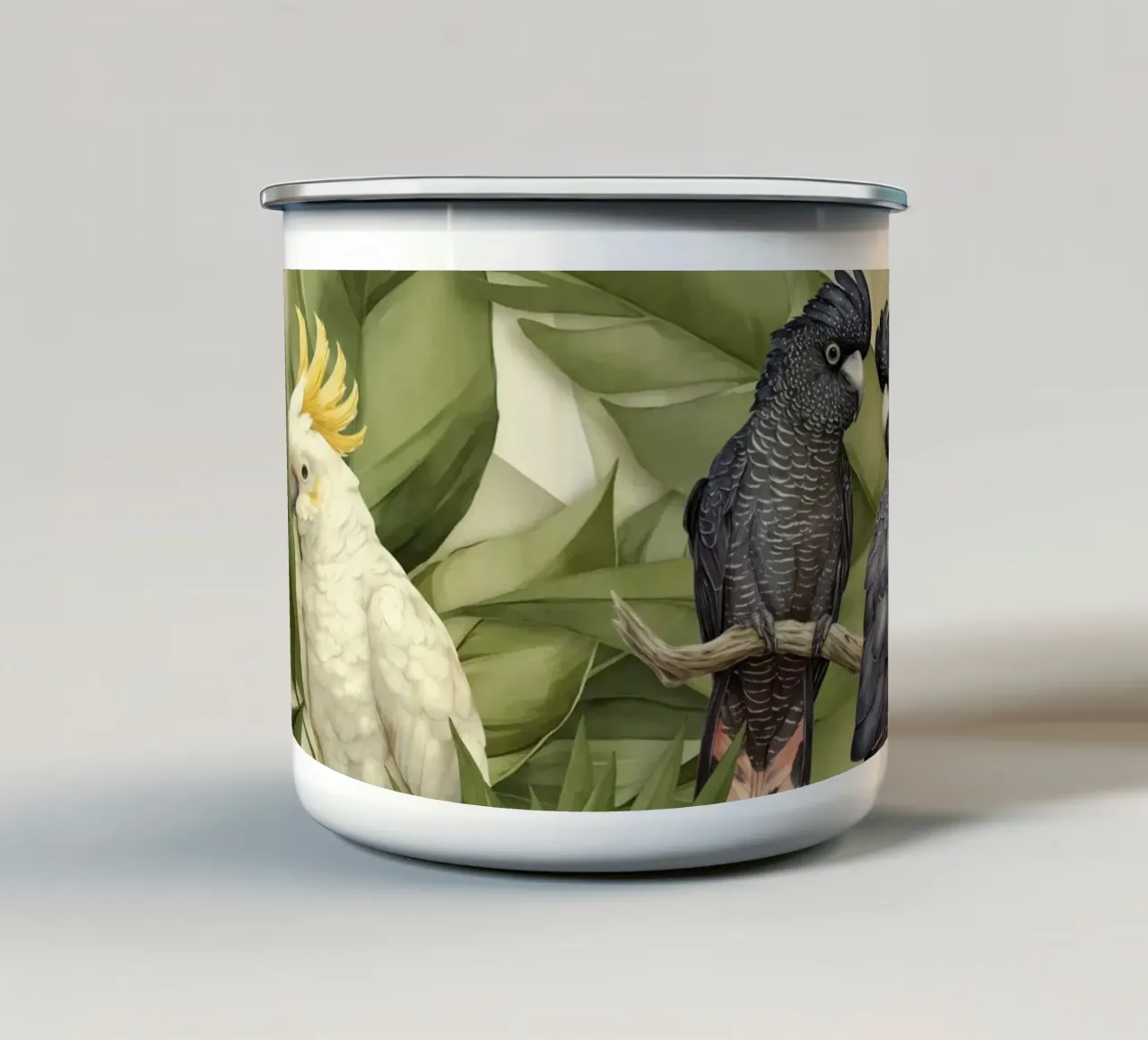 Cacatua Giungla lussureggiante tazza in smalto da Andrea Haase Animal Love