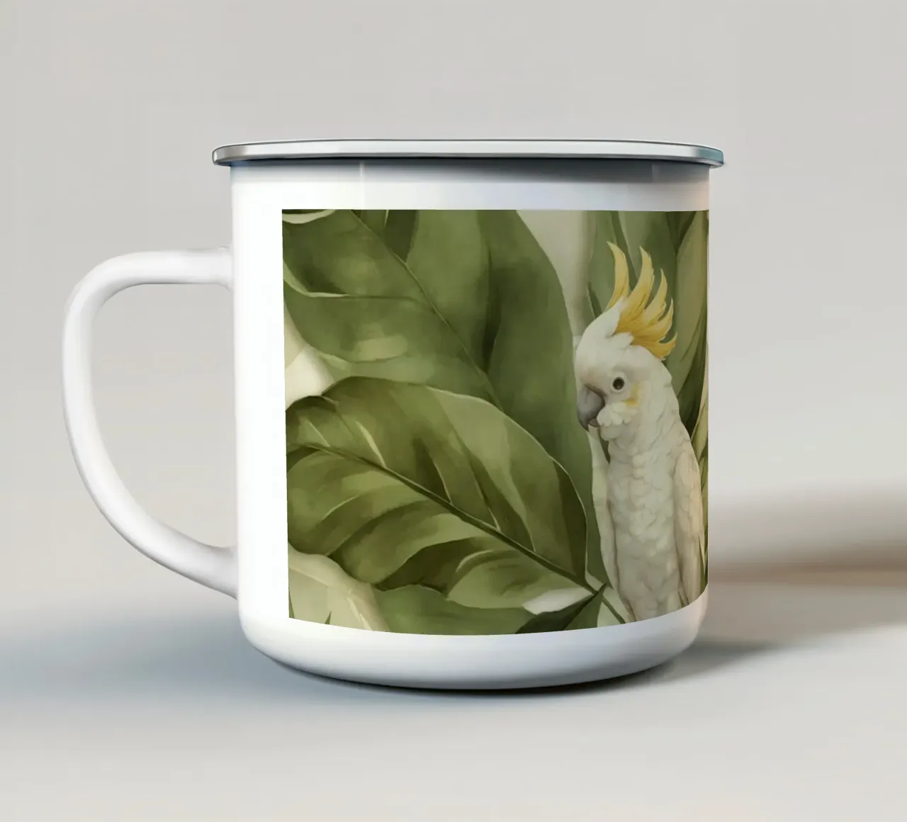 Cacatua Giungla lussureggiante tazza in smalto da Andrea Haase Animal Love