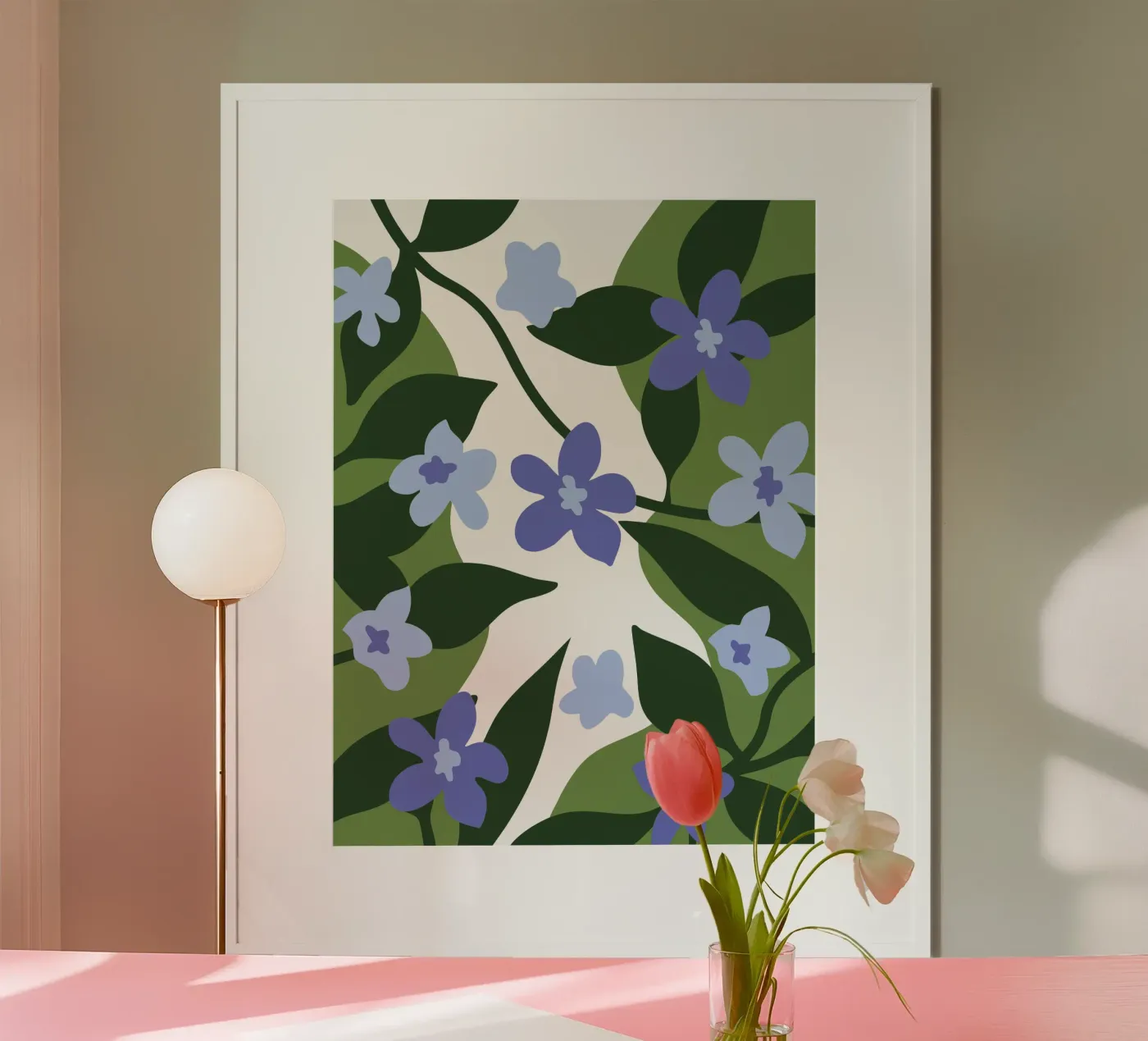 Blaue Blume Muster Poster von SPECIAL FLOWER PATTERNS