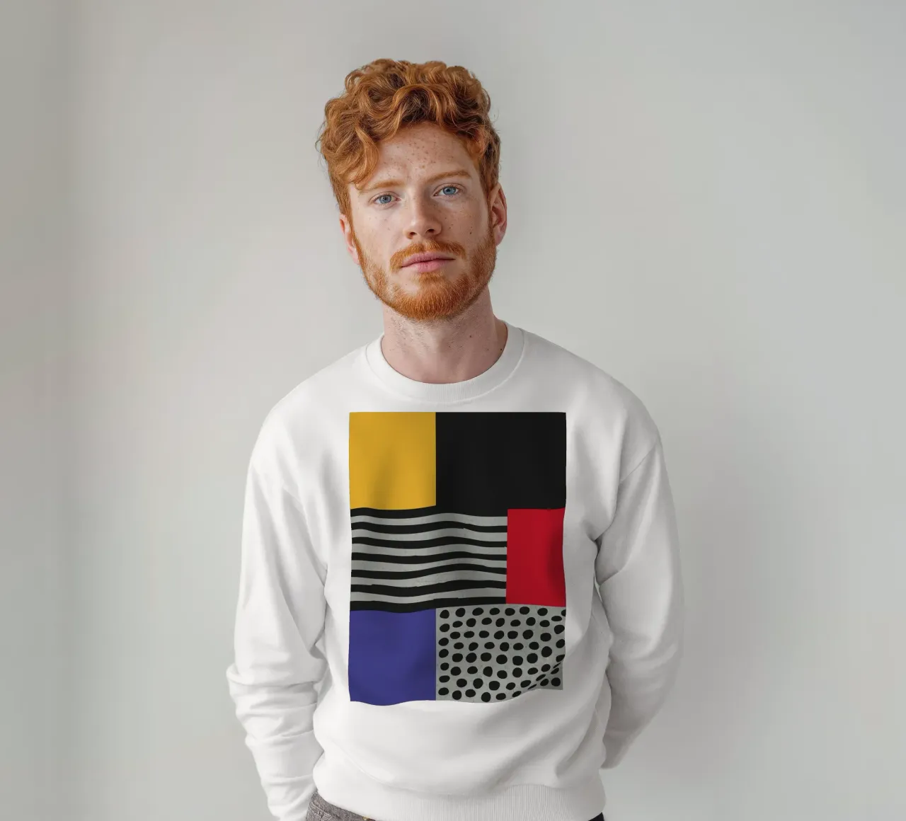 Scandi Art - Abstrakte Geometrie in Rot Blau felpa da Petra Lang - Design