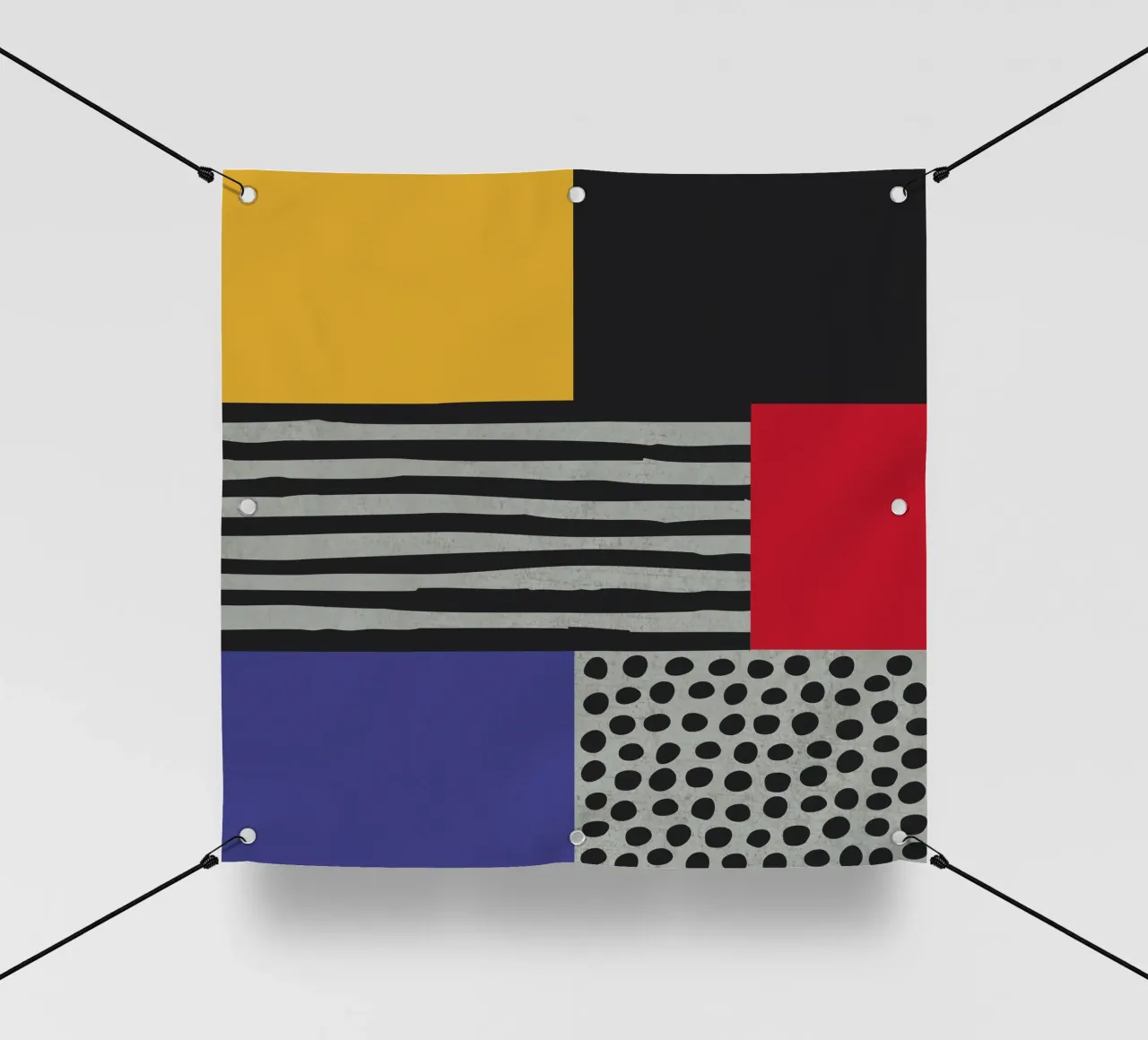 Scandi Art - Abstrakte Geometrie in Rot Blau telo in pvc da Petra Lang - Design