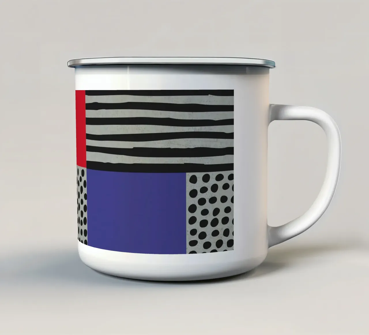 Scandi Art - Abstrakte Geometrie in Rot Blau tazza in smalto da Petra Lang - Design