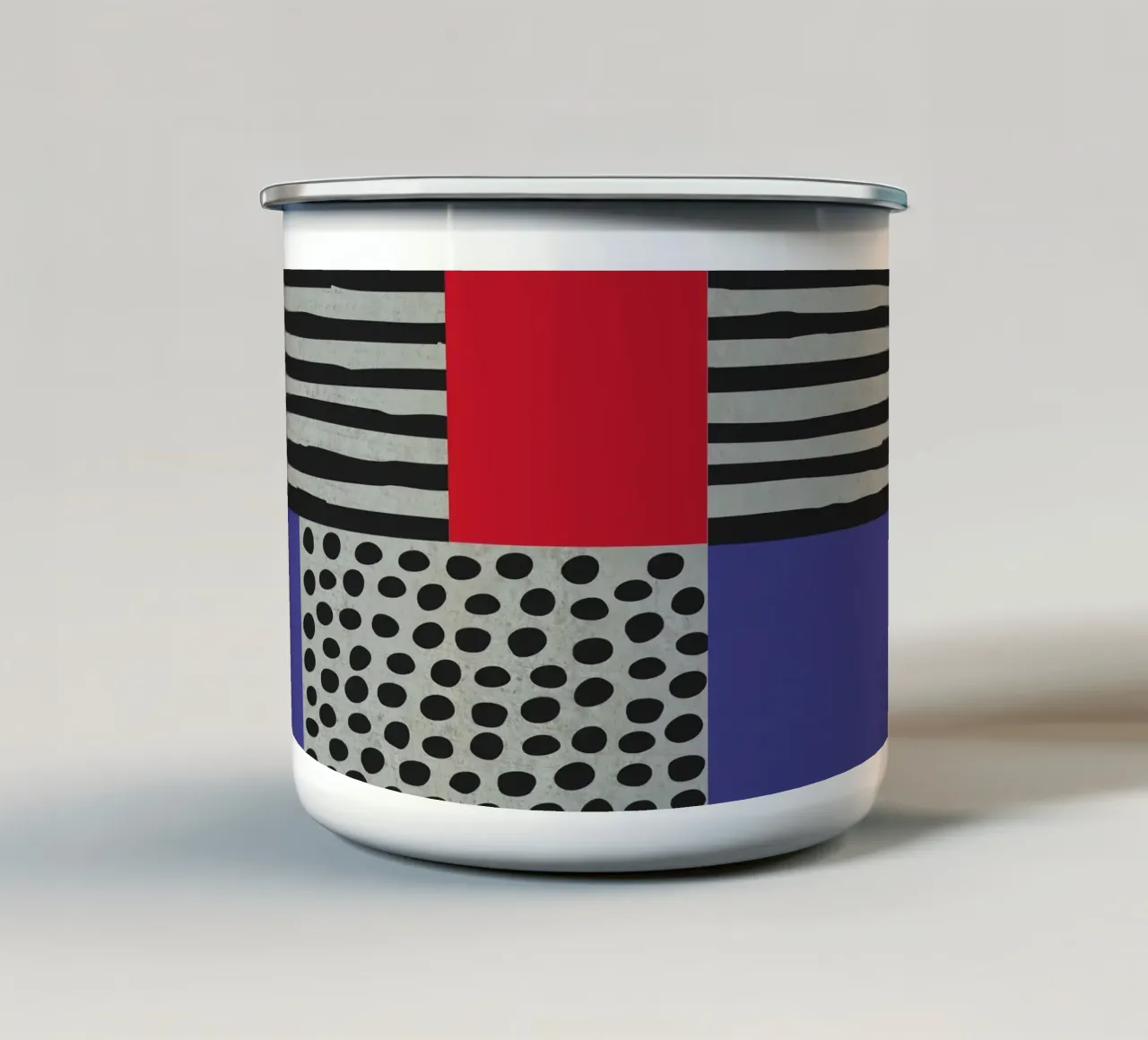 Scandi Art - Abstrakte Geometrie in Rot Blau tazza in smalto da Petra Lang - Design
