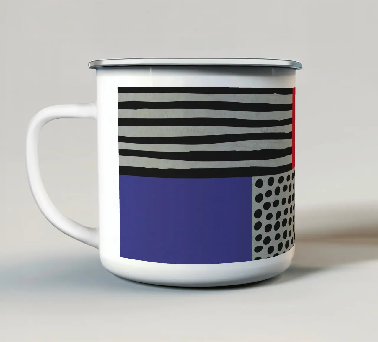 Scandi Art - Abstrakte Geometrie in Rot Blau tazza in smalto da Petra Lang - Design