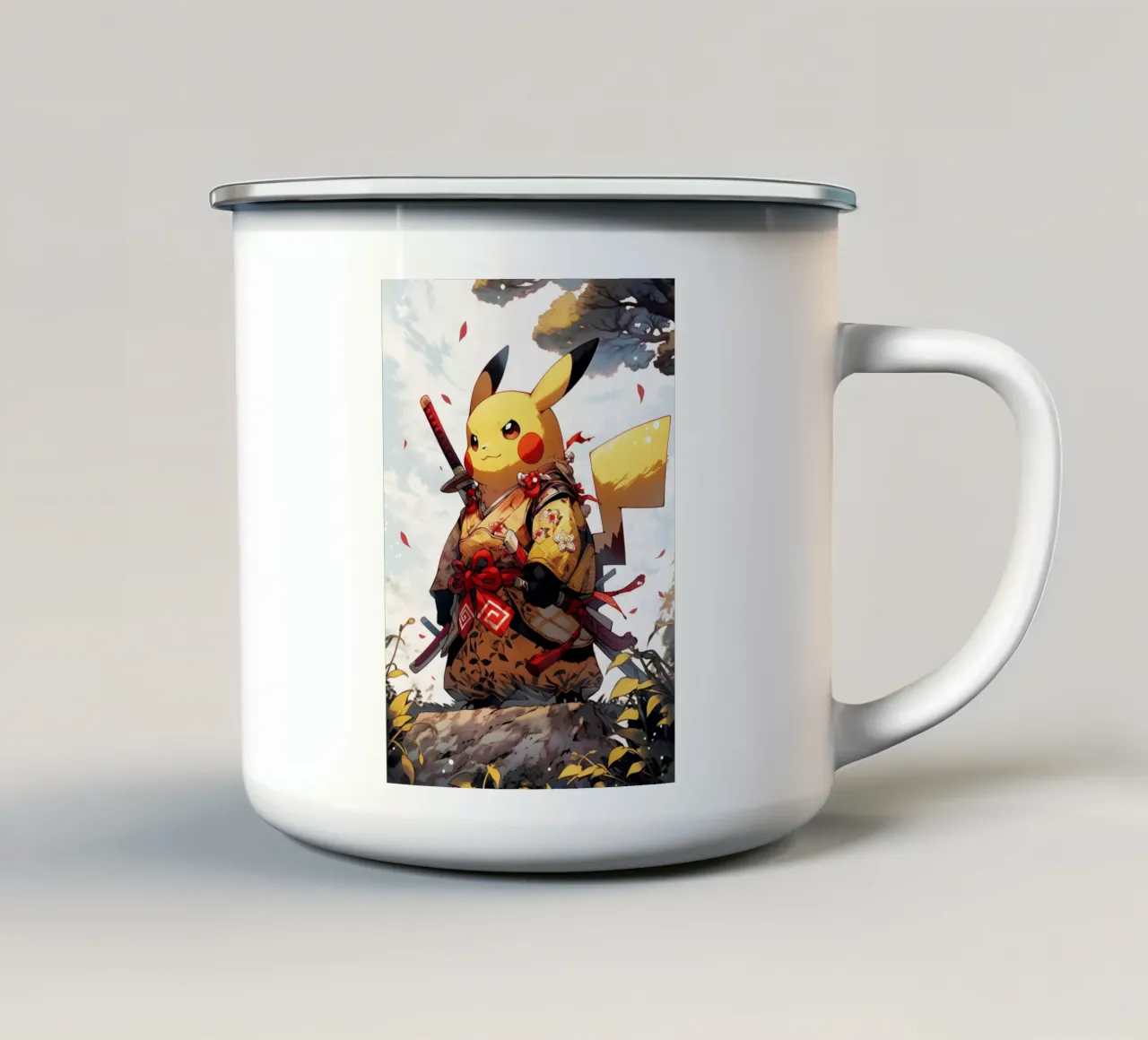 Pikachu Pokemon Samurai tazza in smalto da CreativeStudio