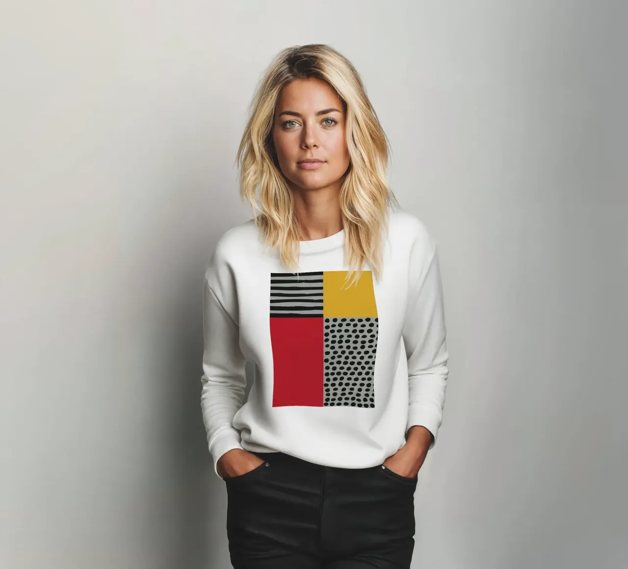 Scandi Art - Abstrakte Geometrie Rot Gelb felpa da Petra Lang - Design