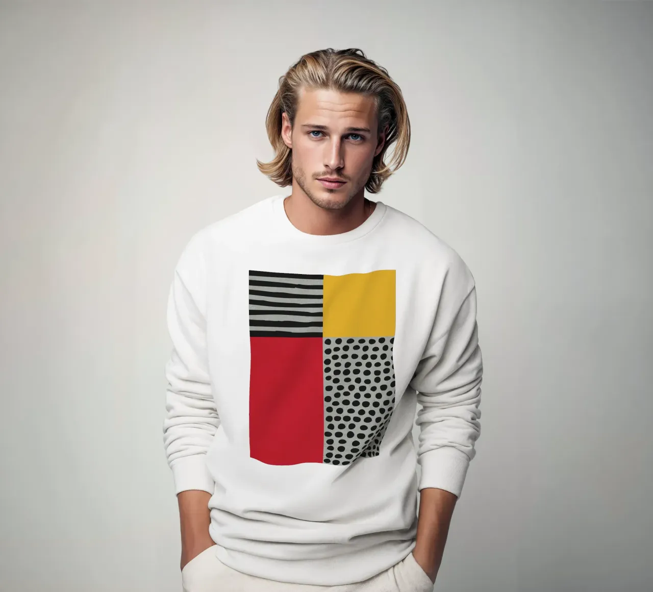 Scandi Art - Abstrakte Geometrie Rot Gelb felpa da Petra Lang - Design