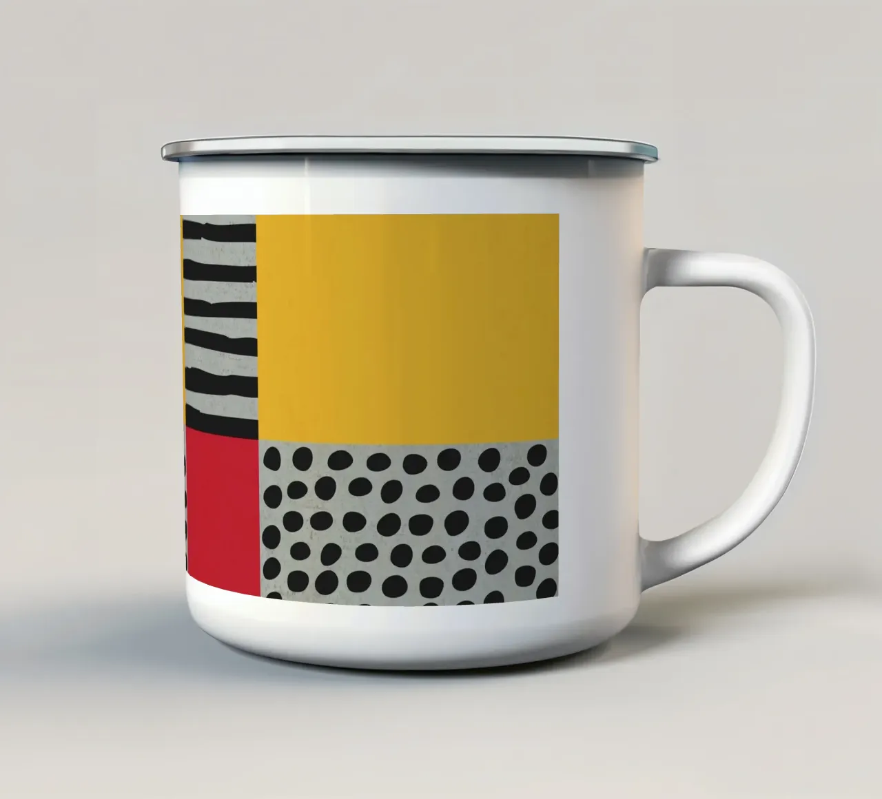 Scandi Art - Abstrakte Geometrie Rot Gelb tazza in smalto da Petra Lang - Design