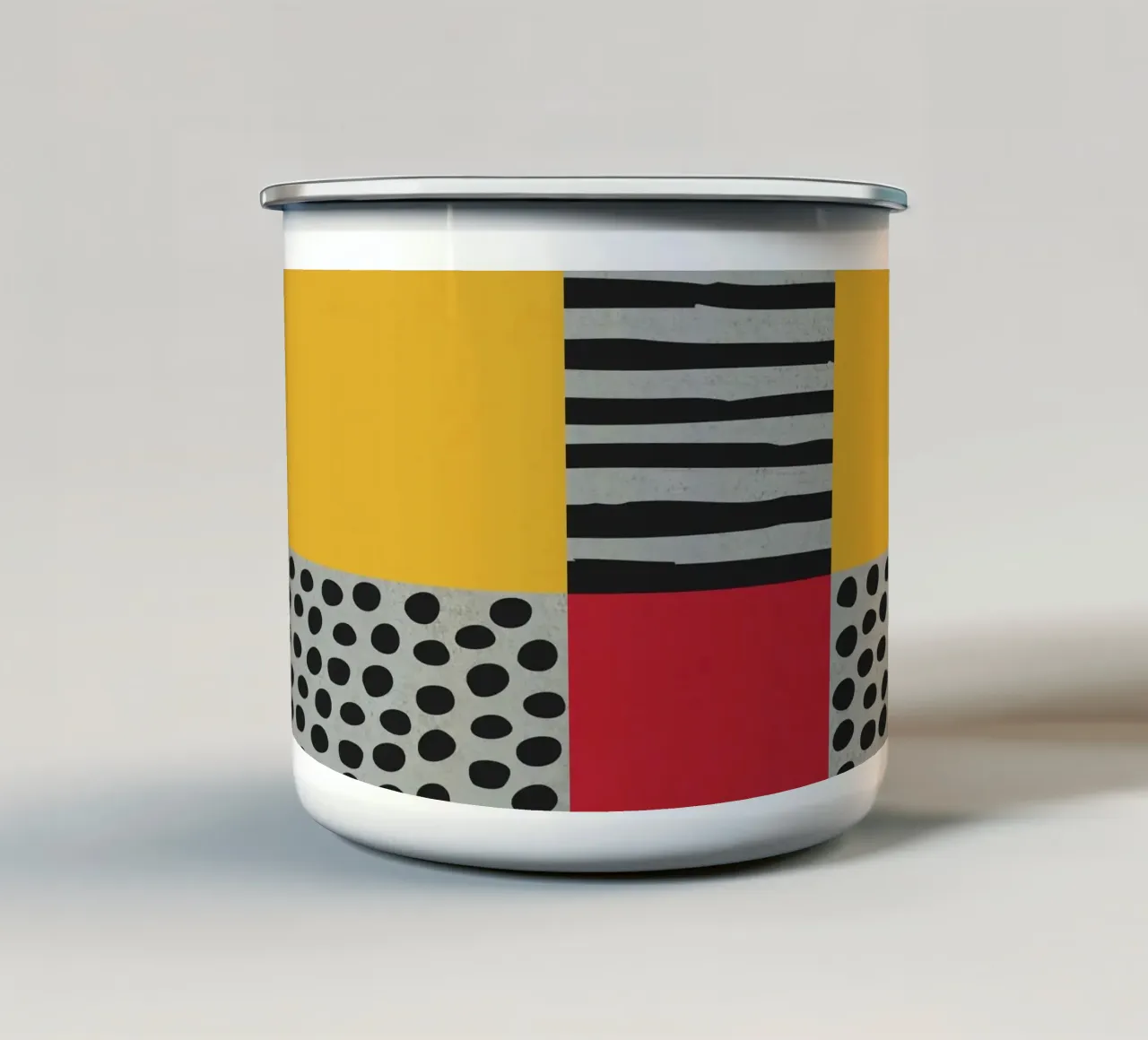 Scandi Art - Abstrakte Geometrie Rot Gelb tazza in smalto da Petra Lang - Design