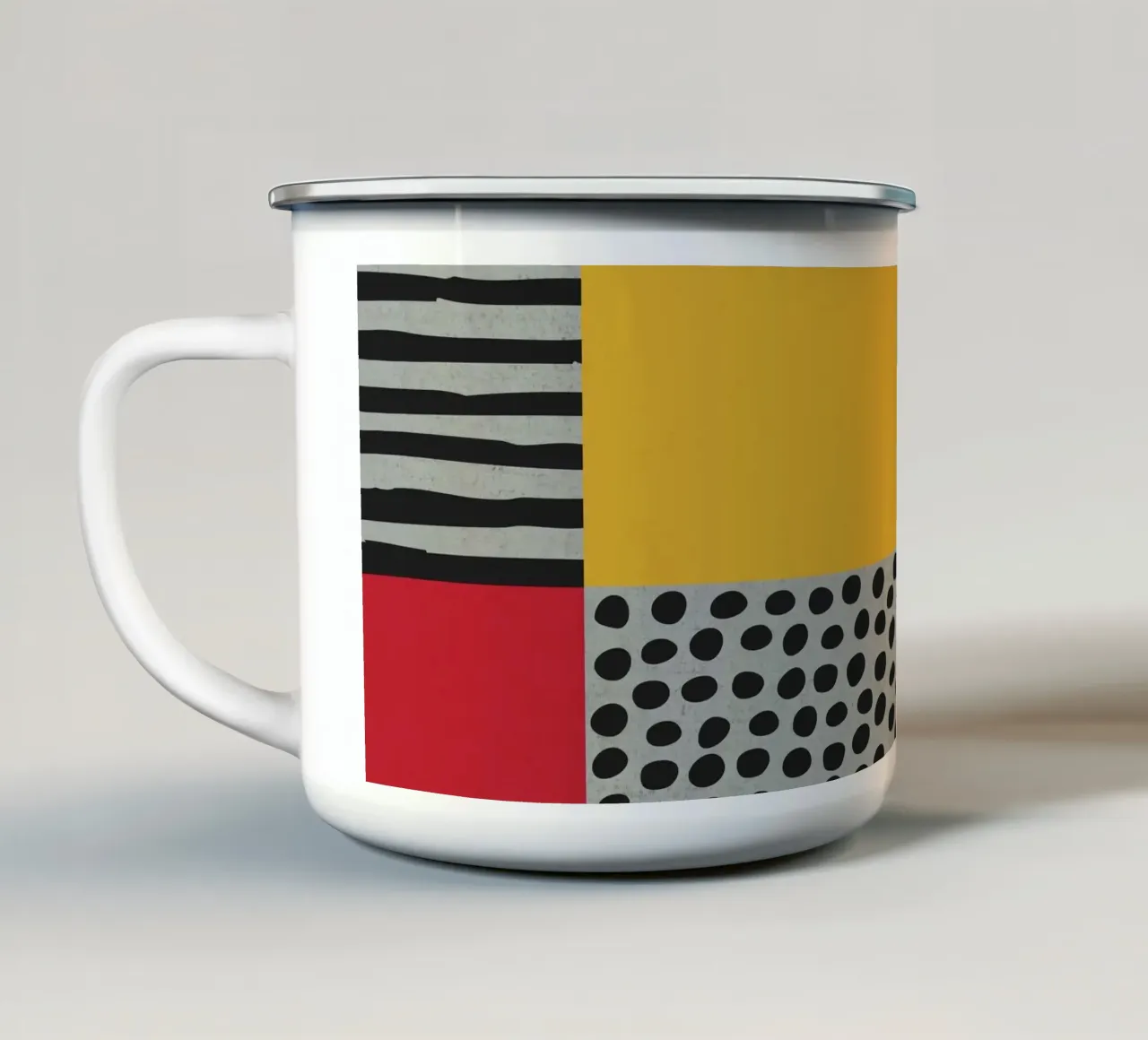 Scandi Art - Abstrakte Geometrie Rot Gelb tazza in smalto da Petra Lang - Design