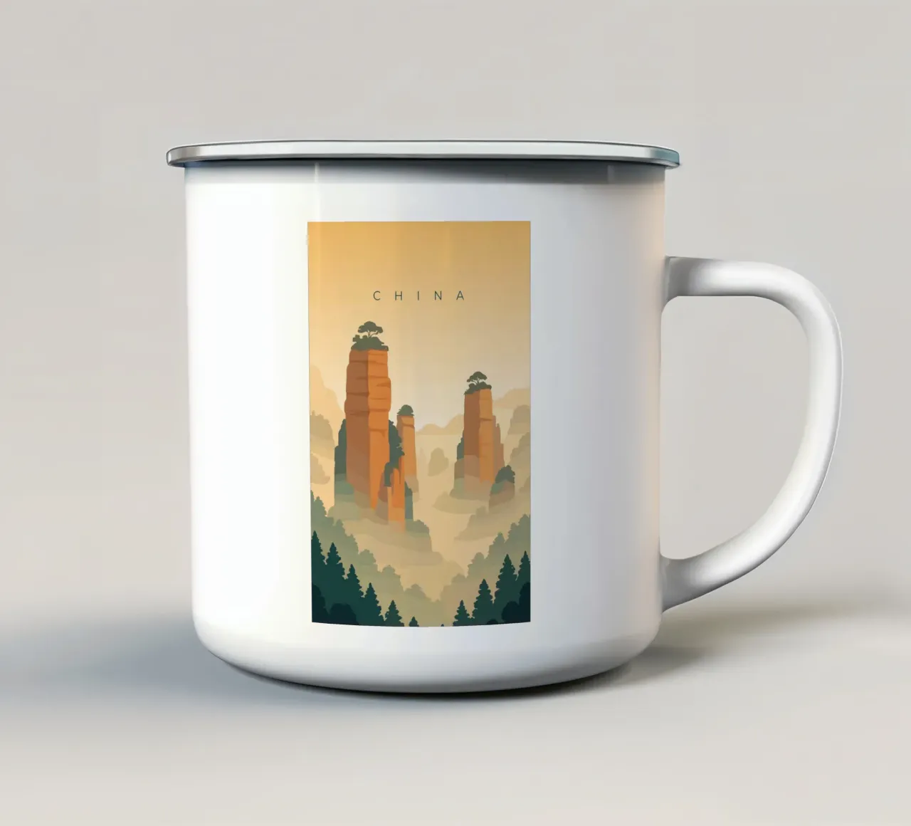 China 2 tazza in smalto da minimalist designs