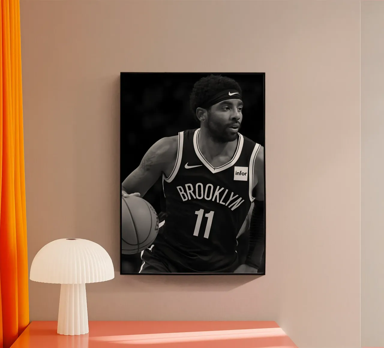 Kyrie Irving plexiglass da Black White Poster