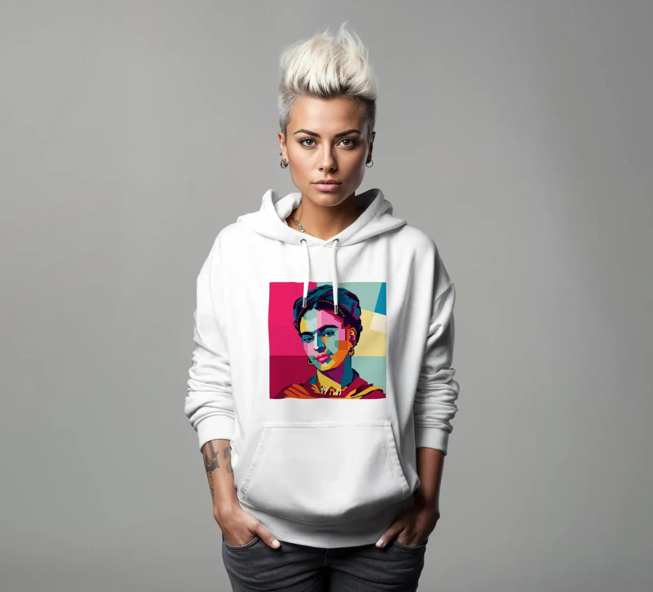 Frida Kahlo Style WPAP felpa con cappuccio da KP Artwork