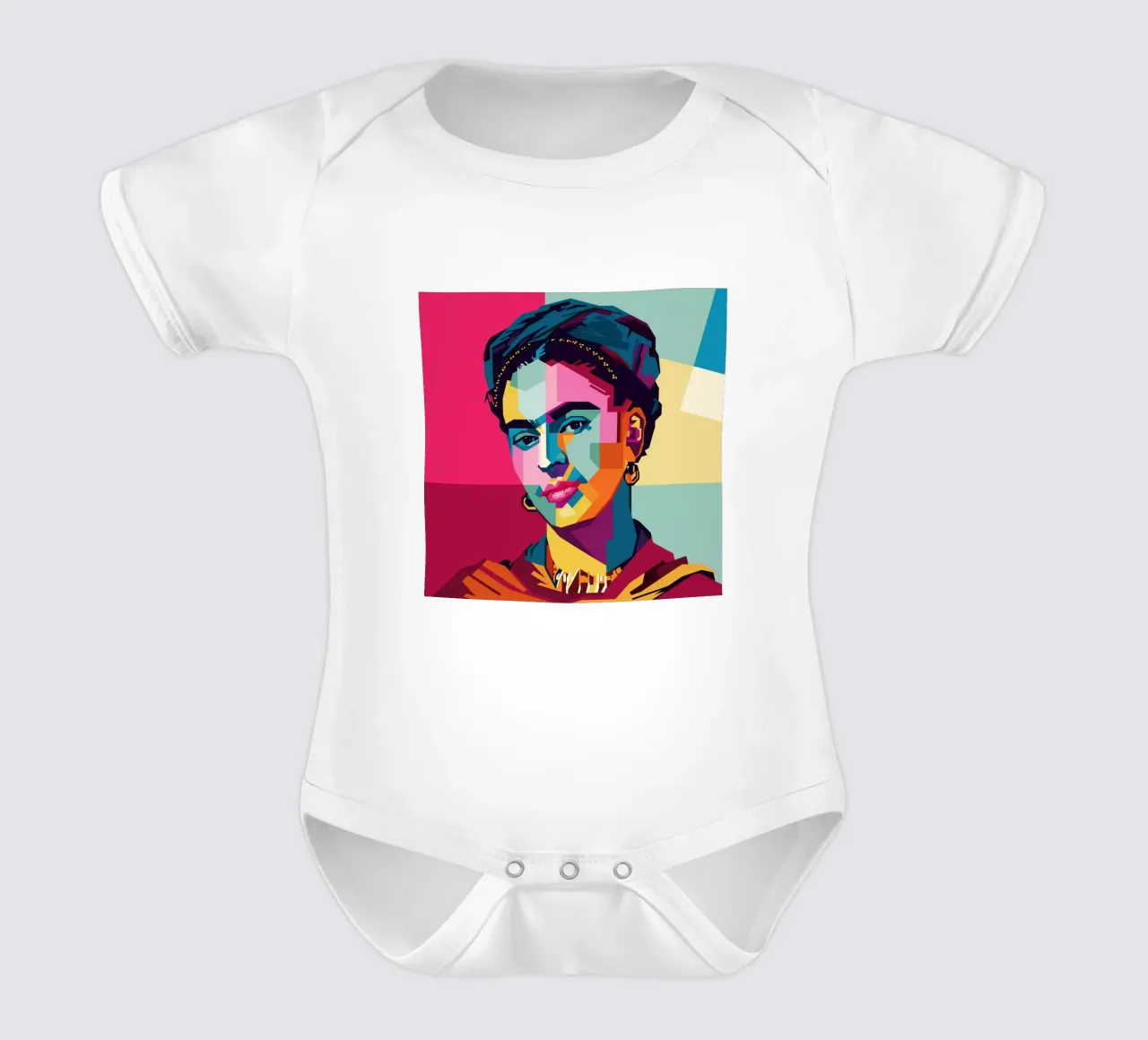 Frida Kahlo Style WPAP body neonato maniche corte da KP Artwork