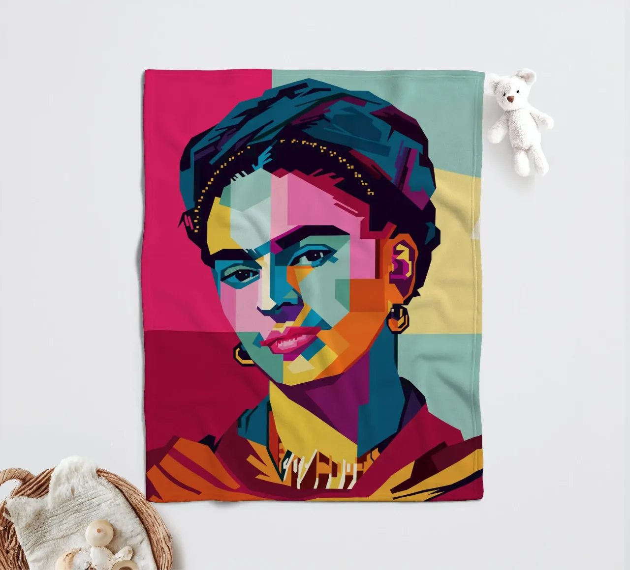 Frida Kahlo Style WPAP coperta in pile da KP Artwork