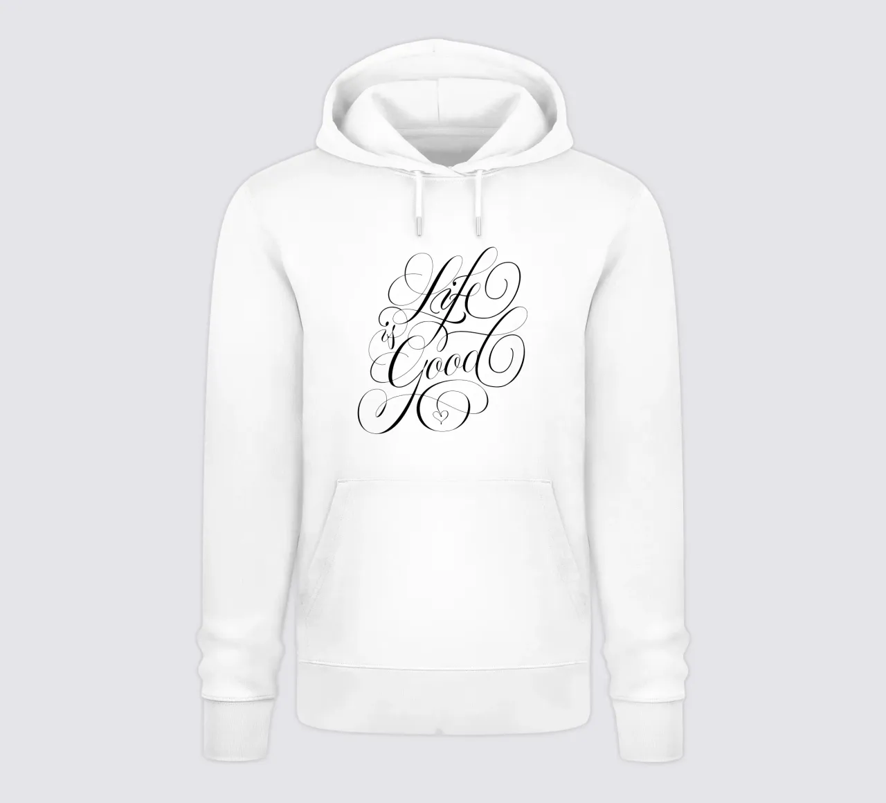 Calligrafia. Bianco e nero. La vita è bella. Con il cuore. felpa con cappuccio da CalliLetters