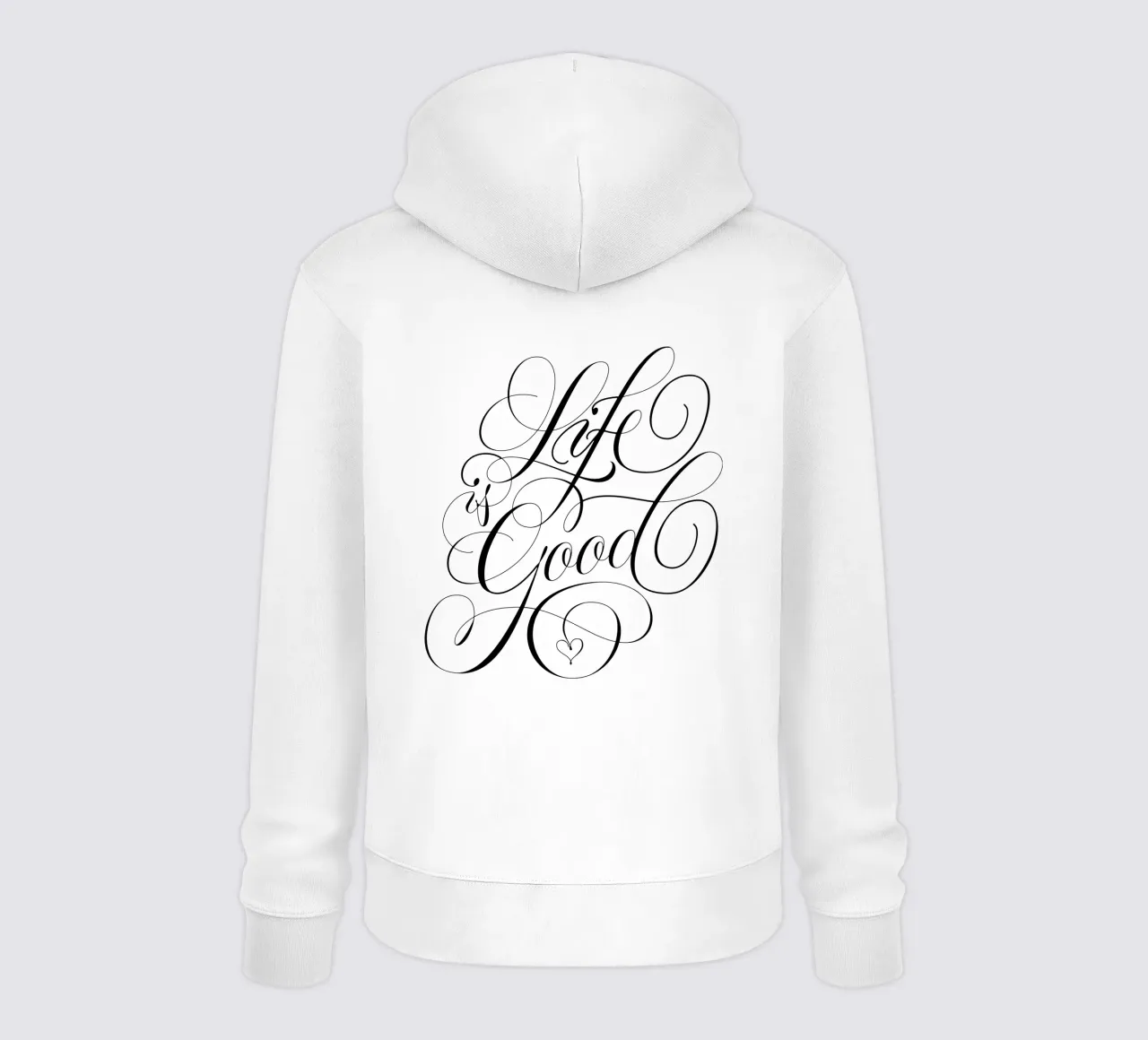 Calligrafia. Bianco e nero. La vita è bella. Con il cuore. felpa con cappuccio da CalliLetters