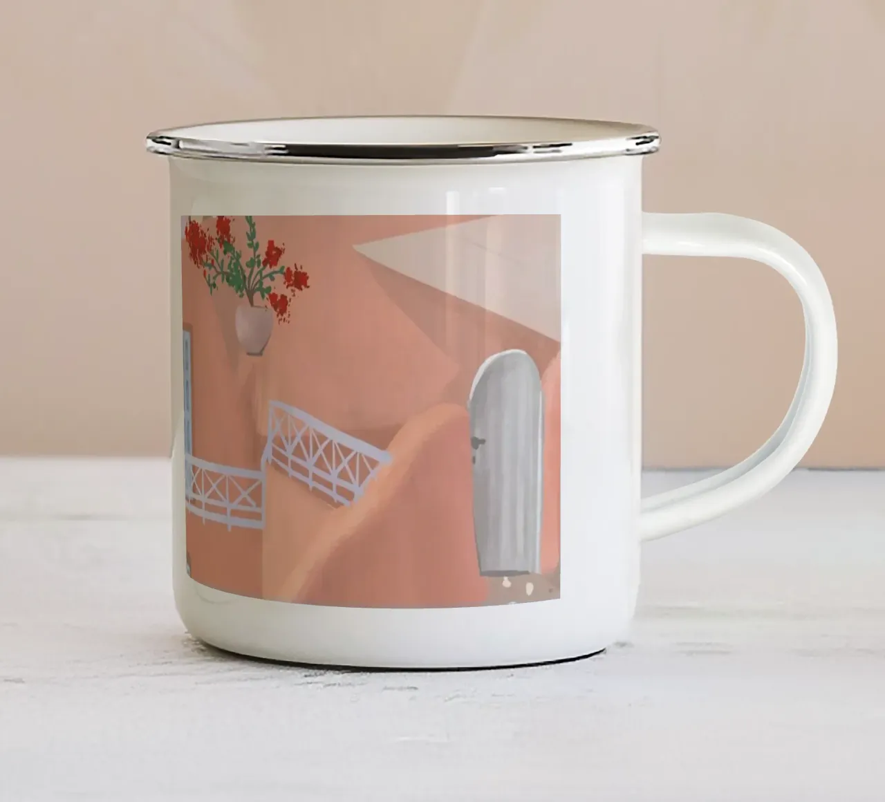 Santorini Streer tazza in smalto da PetrArts