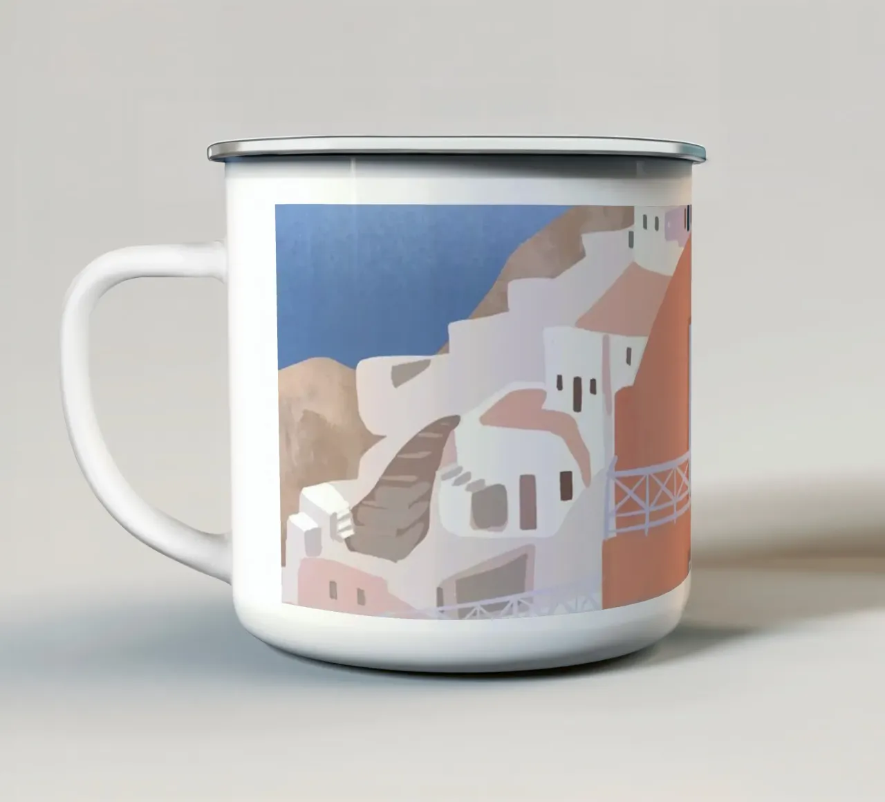 Santorini Streer tazza in smalto da PetrArts