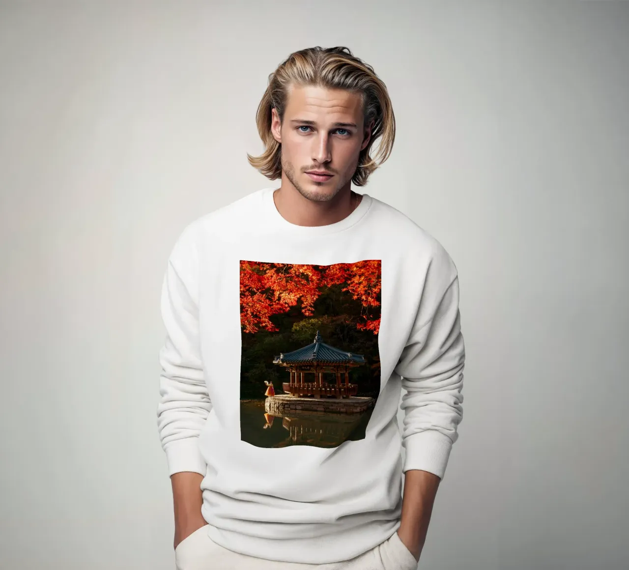 Padiglione degli aceri d'autunno in Corea del Sud felpa da mbgraphx2