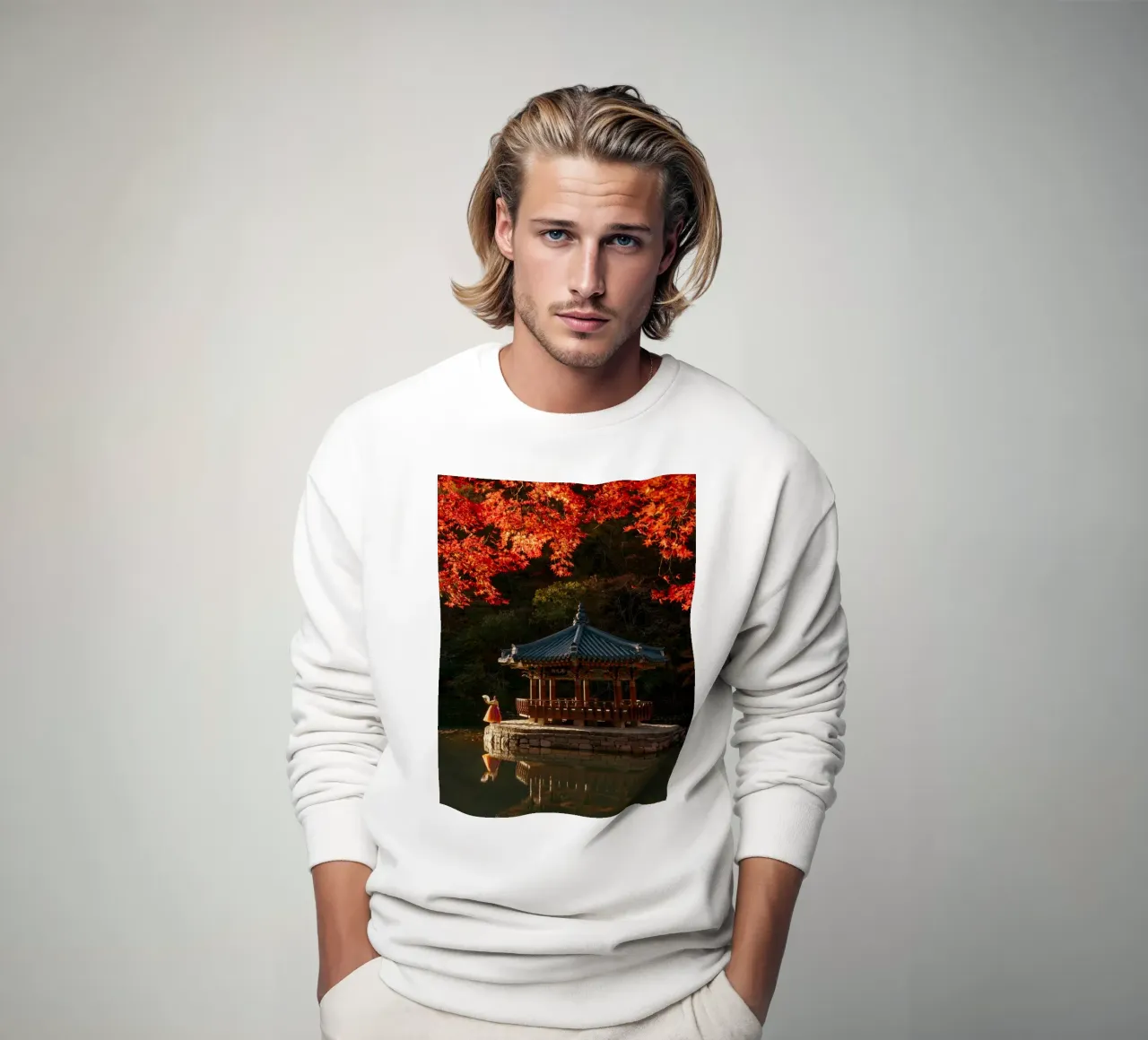 Padiglione degli aceri d'autunno in Corea del Sud felpa da mbgraphx2