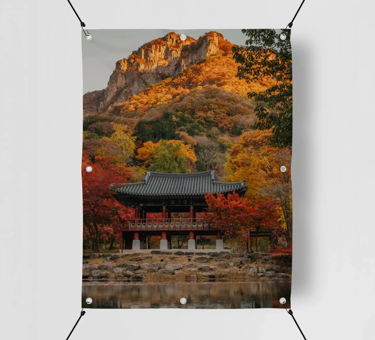 Tempio della Montagna d'Autunno in Corea del Sud telo in pvc da mbgraphx2